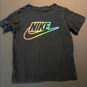 Nike Kids Black Tee with Rainbow Logo